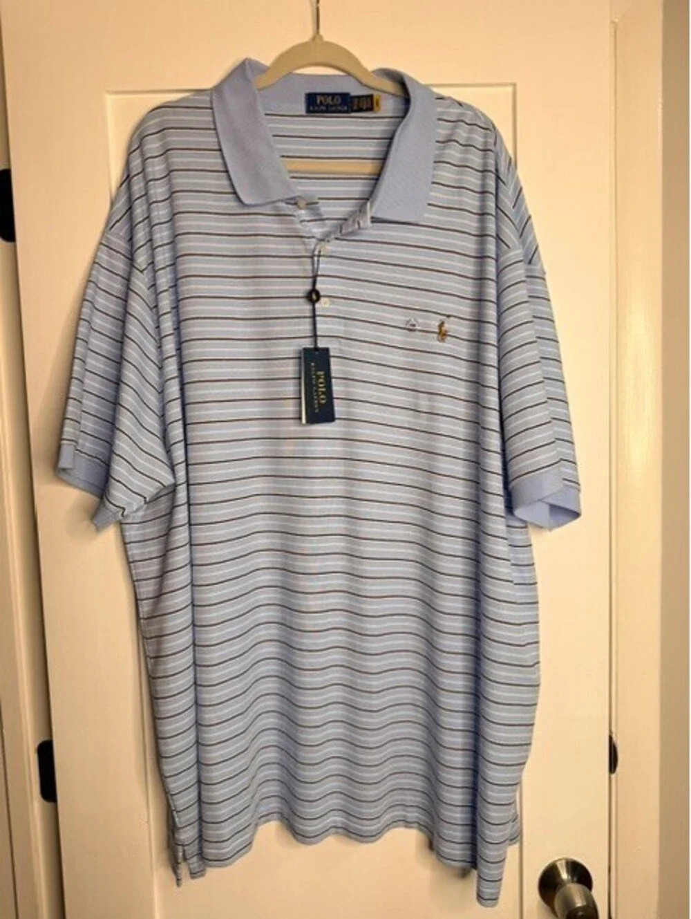 Polo Ralph Lauren Classic Fit Polo Shirt Men's 4XB Big & Tall Blue Striped NWT